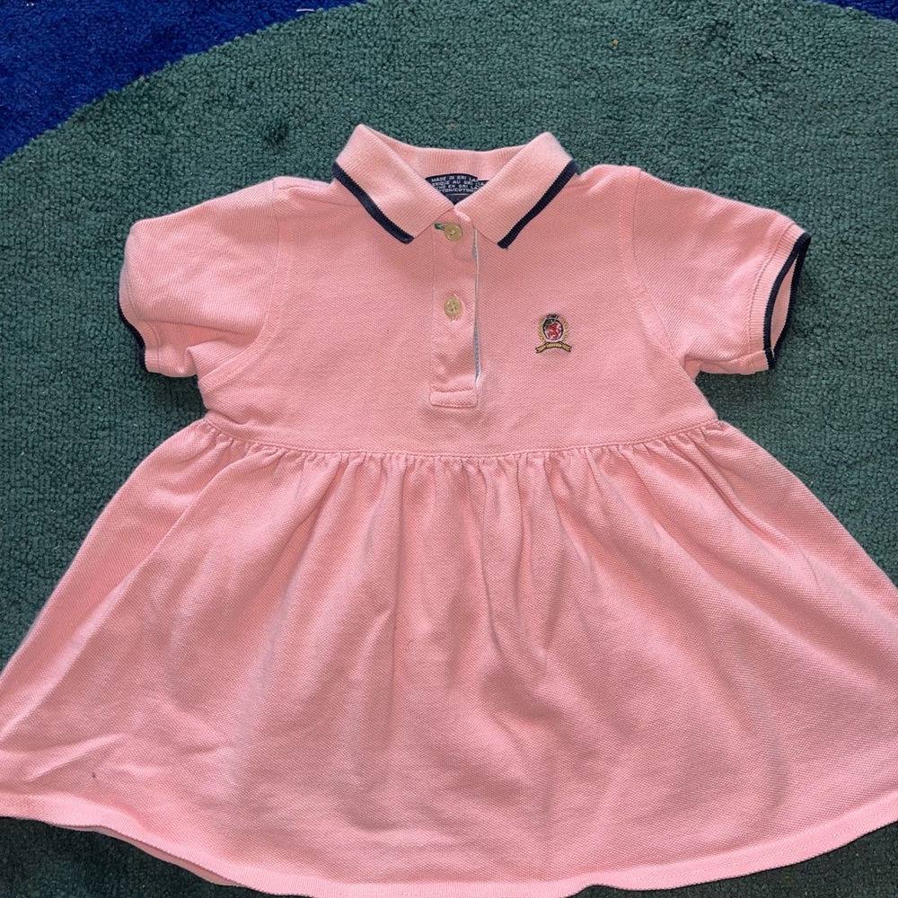 Tommy Hilfiger Pink Polo Dress with Navy Trim